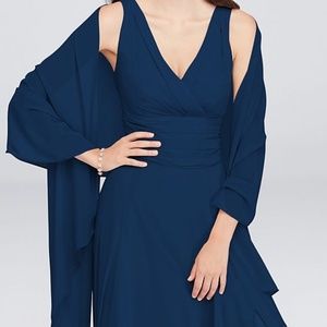 David's Bridal Sheer Chiffon Wrap - Marine